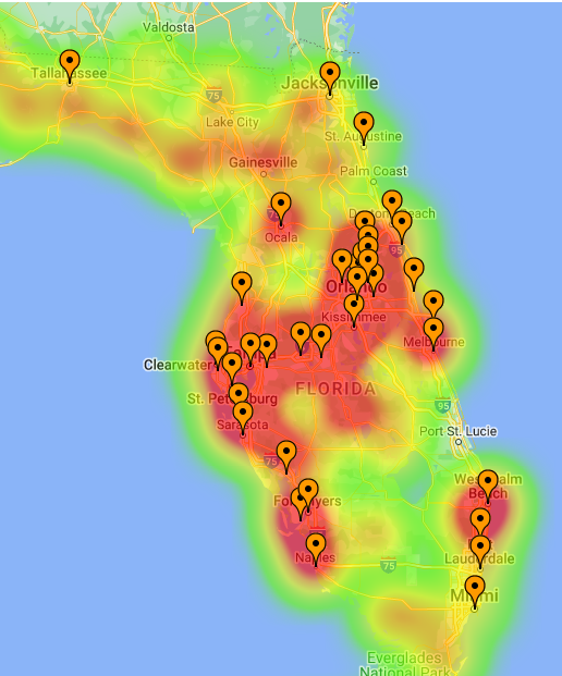 Solar Installation Heatmap of Florida