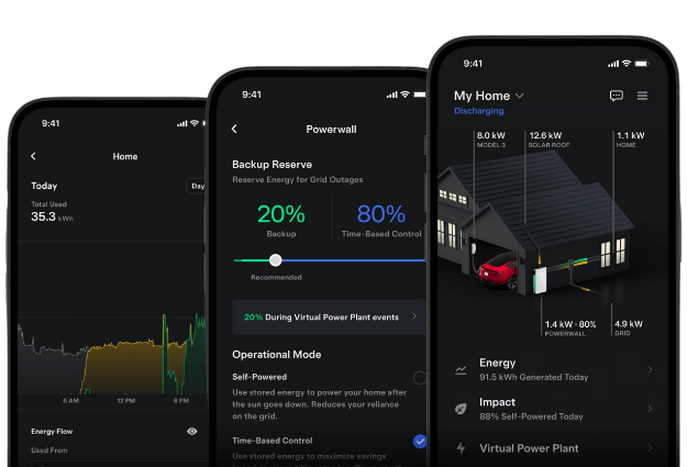 Monitor and control your solar system and energy production with the Tesla mobile app